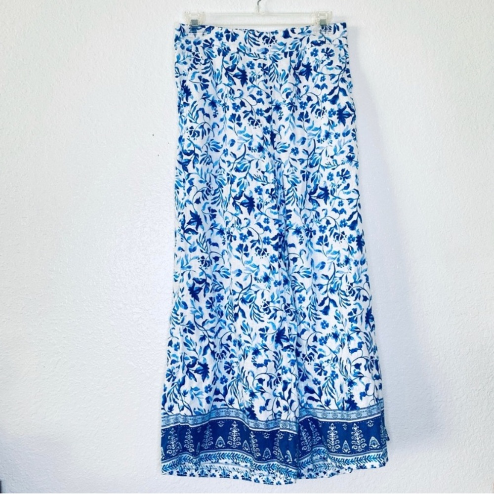 Joie Boho 100% Linen Floral Wide Leg Ankle Crop Coastal Pants Small